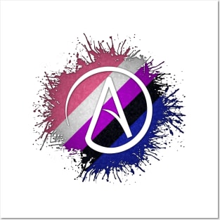 Paint Splatter Gender Fluid Pride Flag Atheist Symbol Posters and Art